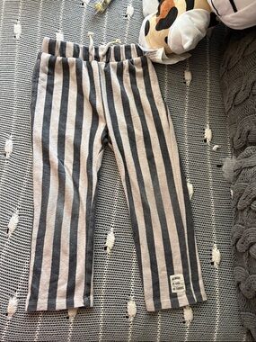 Striped Gray & Cream Kids Leggings